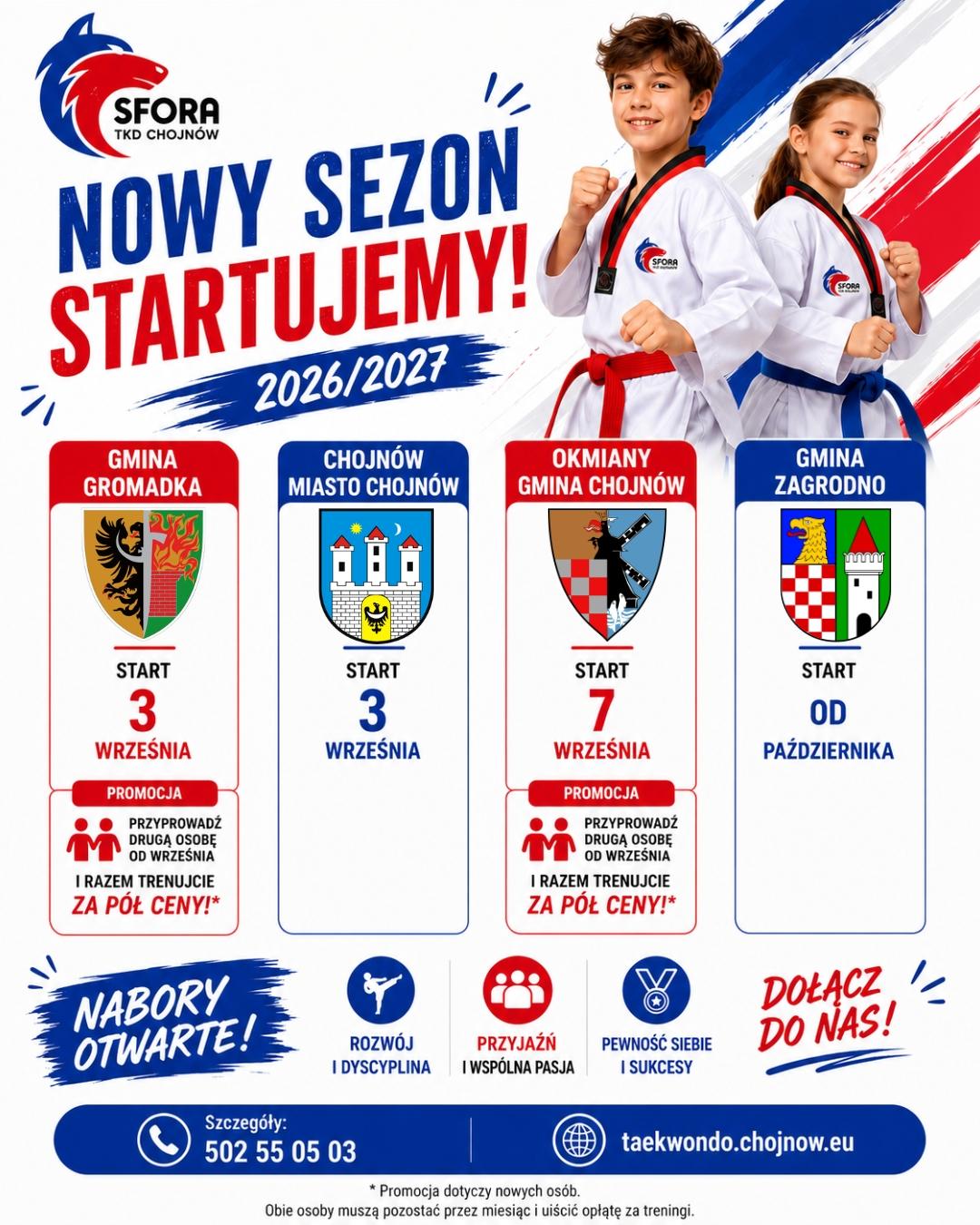 Nowy sezon 2026/2027. Start zajęć: gmina Gromadka 3 września, miasto Chojnów 3 września, Okmiany i gmina Chojnów 7 września, gmina Zagrodno od października.